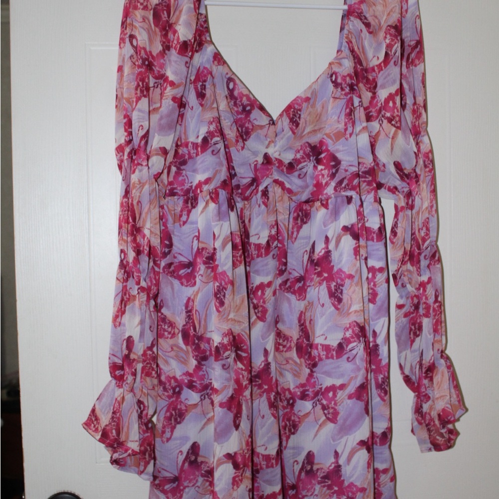 Wild Fable Pink and Purple Floral Long Sleeve Dress